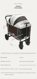Pet Stroller for Dogs and Cats, Large Space Pet Carrier, Push and Pull Design, Outdoor Travel Cart