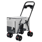 Lightweight Foldable Pet Stroller Hand Push Travel Cart for Small Medium Large Dogs Cats Teddy Outdoor Walking
