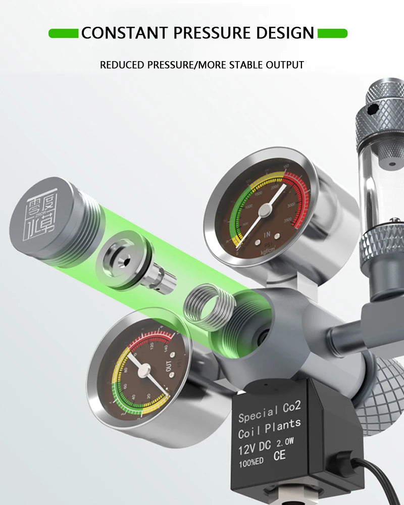 ZRDR Aquarium CO2 Regulator (Solenoid Valve, Bubble Counter, Planted Tank)
