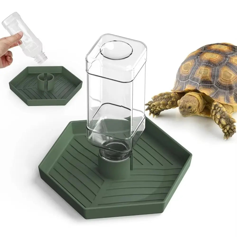 Turtle Food Bowl Anti-slip Reptiles Water Feeder Stable Plastic Automatic Water Dispenser Detachable Turtle Water Bowl Vivarium