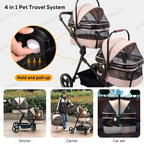 Lightweight Foldable Double Pet Stroller, Detachable Single/Double Carrier for Small & Medium Dogs Cats, Portable for Car Travel