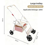 Foldable Lightweight Pet Stroller for Parrots Dogs Cats Outdoor Travel Carrier with Storage Space Portable Pet Transport Cart