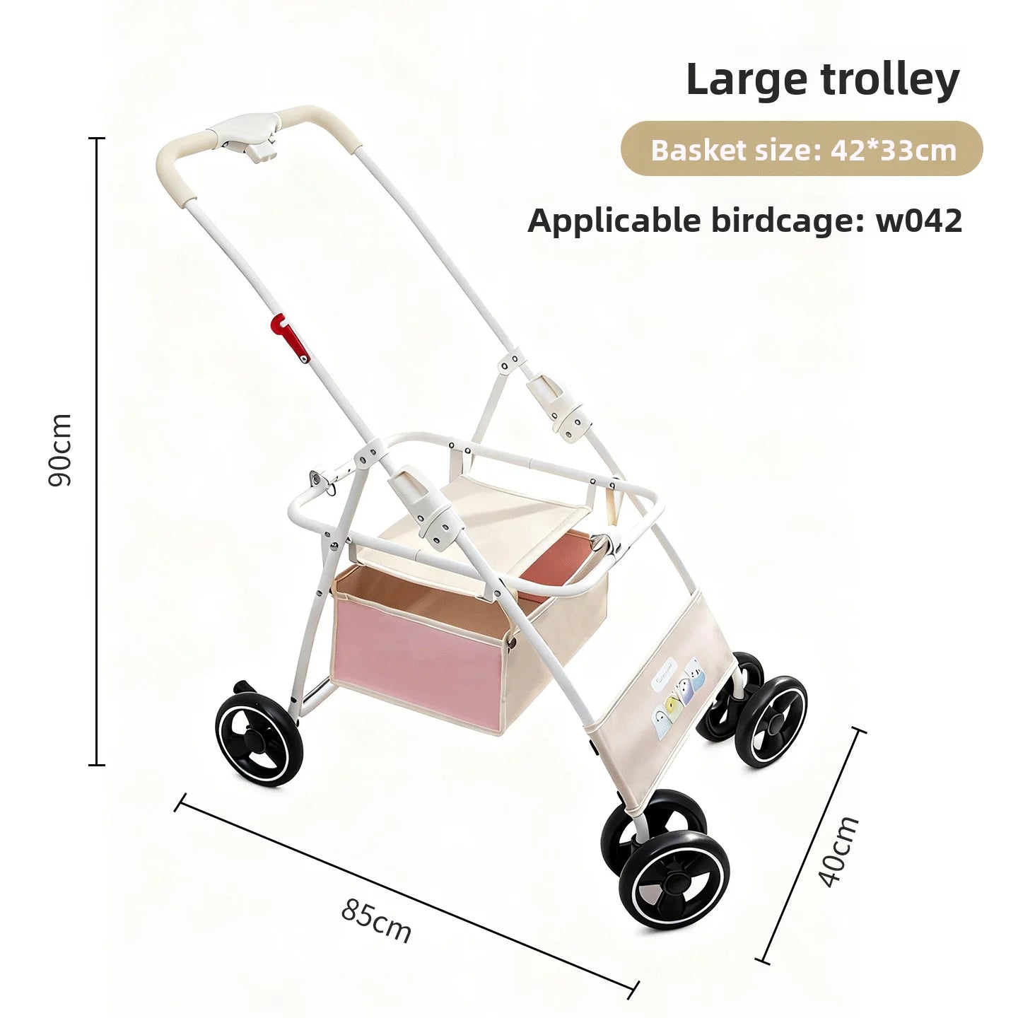 Foldable Lightweight Pet Stroller for Parrots Dogs Cats Outdoor Travel Carrier with Storage Space Portable Pet Transport Cart