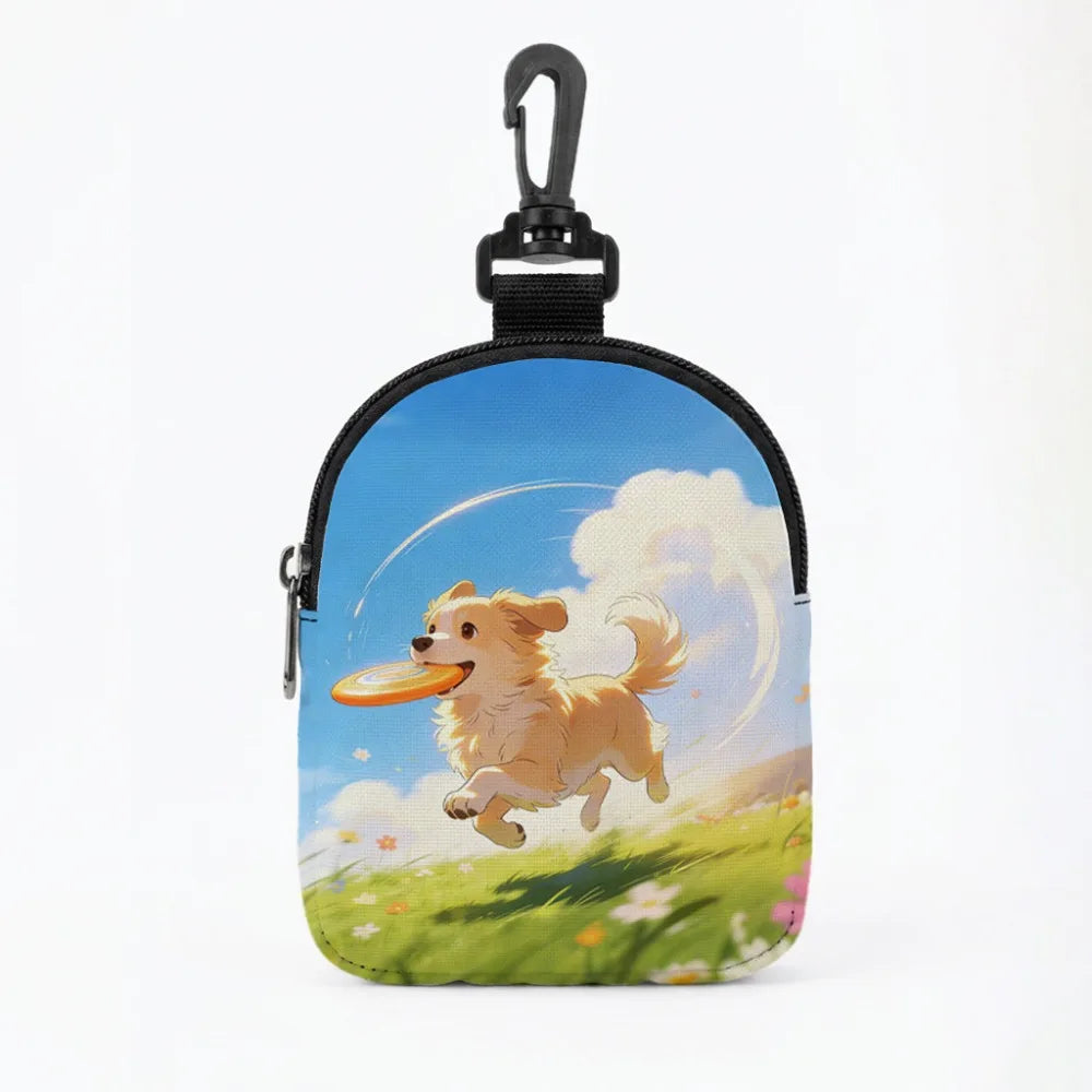 Portable Dog Training Snack Bag Cartoon Pattern Waterproof Dog Treat Pouch with Hook Buckle Leak-proof Pet Food Storage Bag