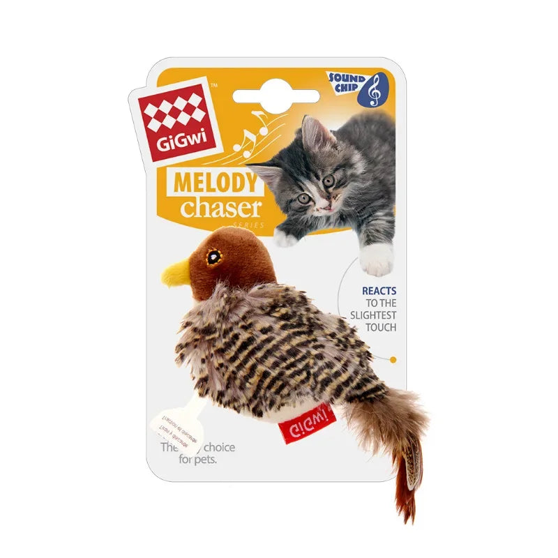 Bird & Mouse Sound Cat Teaser Stick — Plush Melody Self-Play Wand Toy for Cats