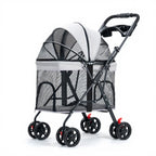 NCIPET Outdoor Waterproof Foldable Lightweight Adjustable 4-Wheel Separable Pet Stroller for Small Dogs with Detachable Trolley