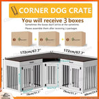 Heavy-Duty Wooden Dog Crate Furniture with Storage Drawers & Power Outlet