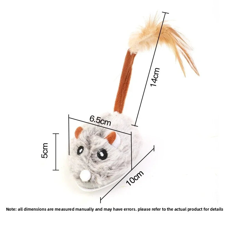 Realistic Plush Mouse Cat Toy with Wagging Tail — Interactive Running Mice for Indoor Play