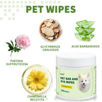 2-in-1 Pet Ear and Eye Wipes, 200 Count Mild Formula,Gentle Cleaning for Dogs and Cats Mite Removal Cat and Dog Ear Eye Cleaning