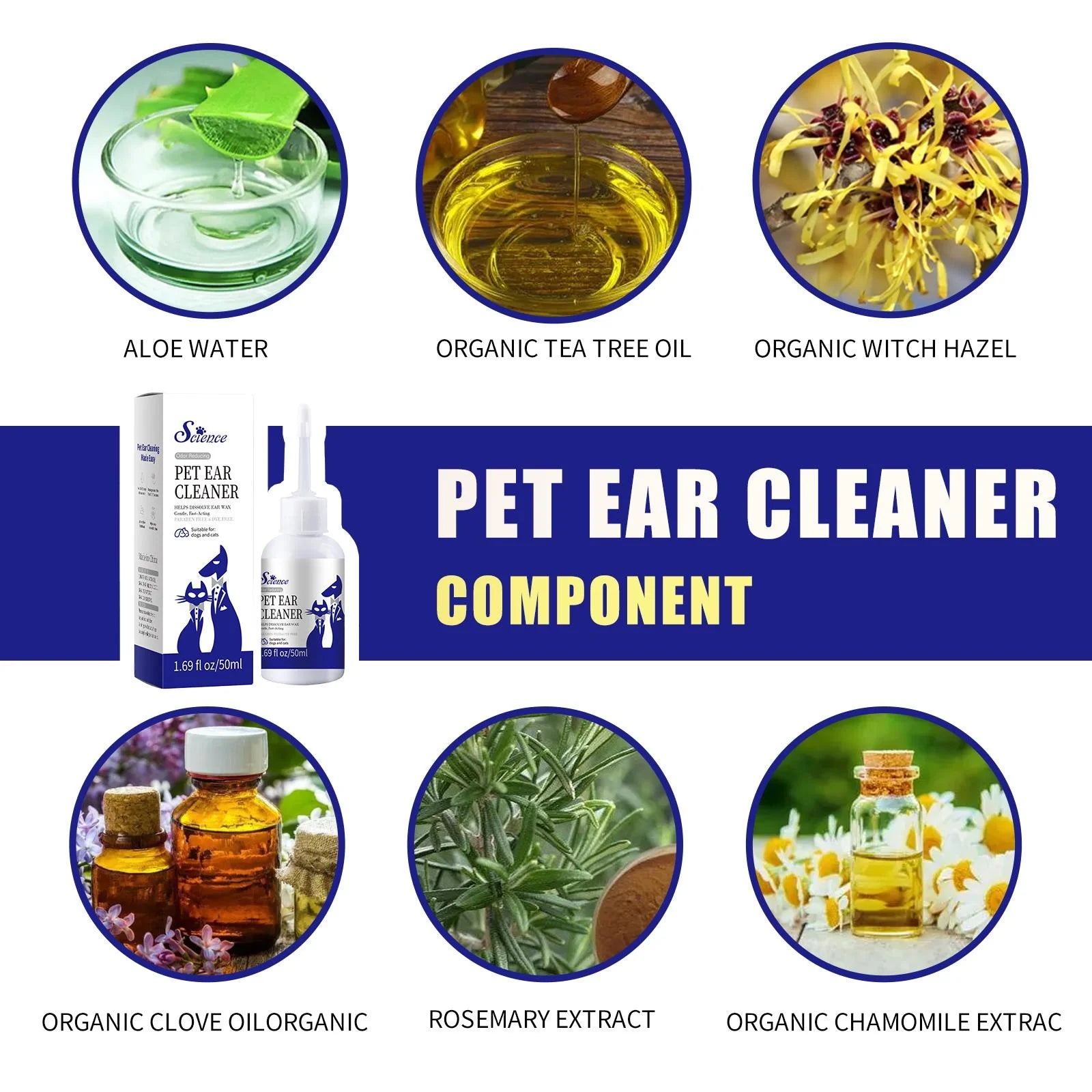 50 ML Pet Ear Drops Gentle Cleaning Ear Mites And Earwax In Cats & Dogs Inhibiting Ear Bacteria