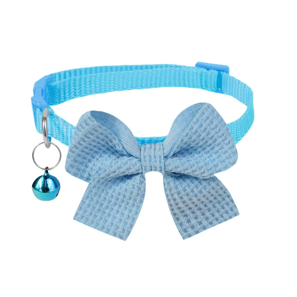 Waffle-Knit Bow Pet Collar