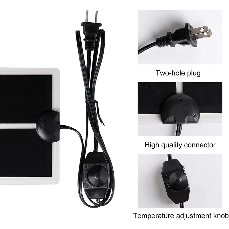 110V 5W-20W Heating Warm Pad Adjustable Temperature Controller Incubator Mat Tools Terrarium Reptiles Heat Mat for Climbing Pet