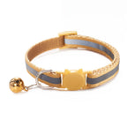 Reflective Cat Head Pattern Cat Collar with Bell — Adjustable Decorative Kitten Neck Strap