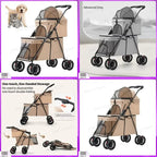 Foldable Pet Stroller for Cats Small Dogs Lightweight Portable Design with Safety Belt Outdoor Travel Pet Carrier Pet Walking