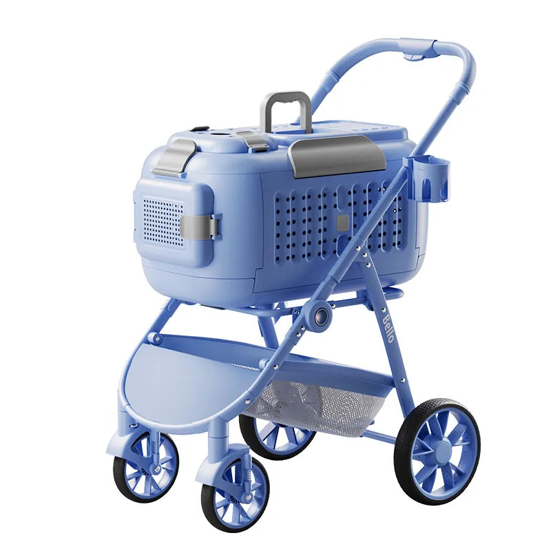 STLFBello Plastic Basket Pet Stroller Cat Poussette Chien Dog Stroller Rabbit