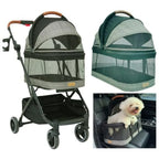 ROODO 2026 Upgraded Version 3-in-1 Dog Cat Stroller with Detachable Carrier Folding Lightweight Portable Travel Pet Gear All-Te