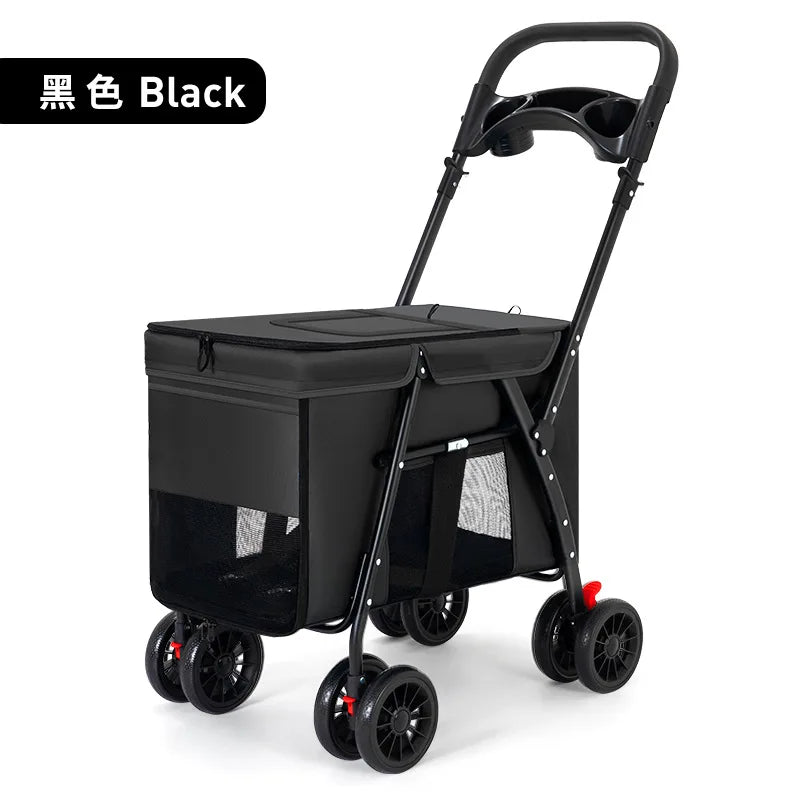 All-Terrain Pet Stroller for 2 Small Dogs/Catsfor Medium Dogs Up To 30 Lbs  Foldable Pet Pram with Storage Basket CupHolder Pets