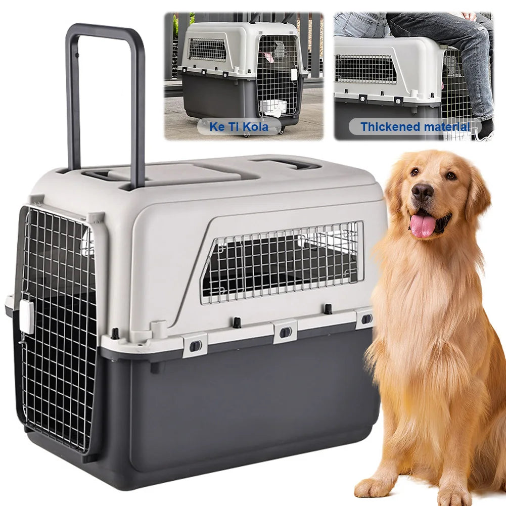 Pet Carrier with Wheels for Dogs Up To 44lbs & Cat Airline Approved Dog Carrier Rolling Pet Carrier Pet Stroller, 33 Inches
