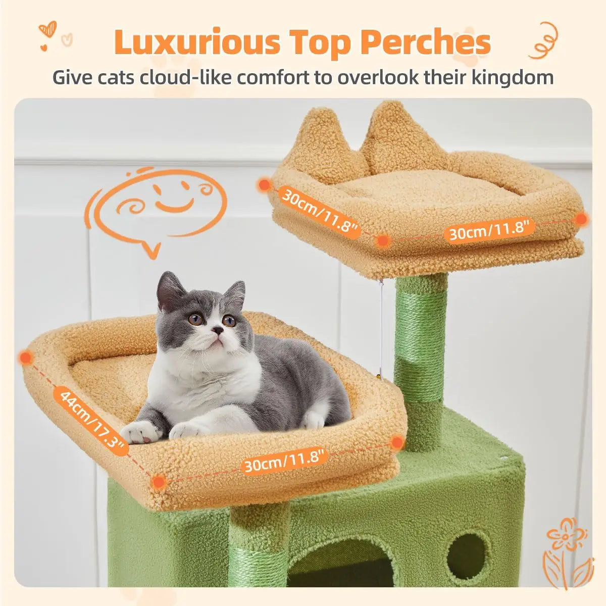 71in Multi-Level Cat Tree Tower with 8 Scratching Posts & Hammock