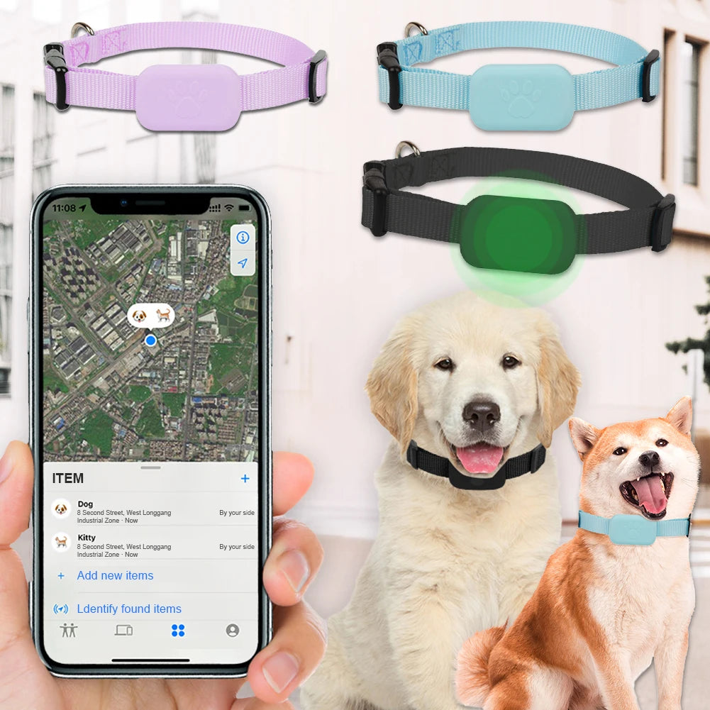 Battery-Operated GPS Dog Collar Tracker for iOS - Adjustable Anti-Loss Movement Alert for Cats & Dogs