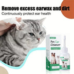 Pet Ear Drops 60ml Ultra-Soft Tip Ear Wash Cleaner for Dogs Cats - Gentle Wax Remover, Deodorizing Soothing Ear Hygiene Care