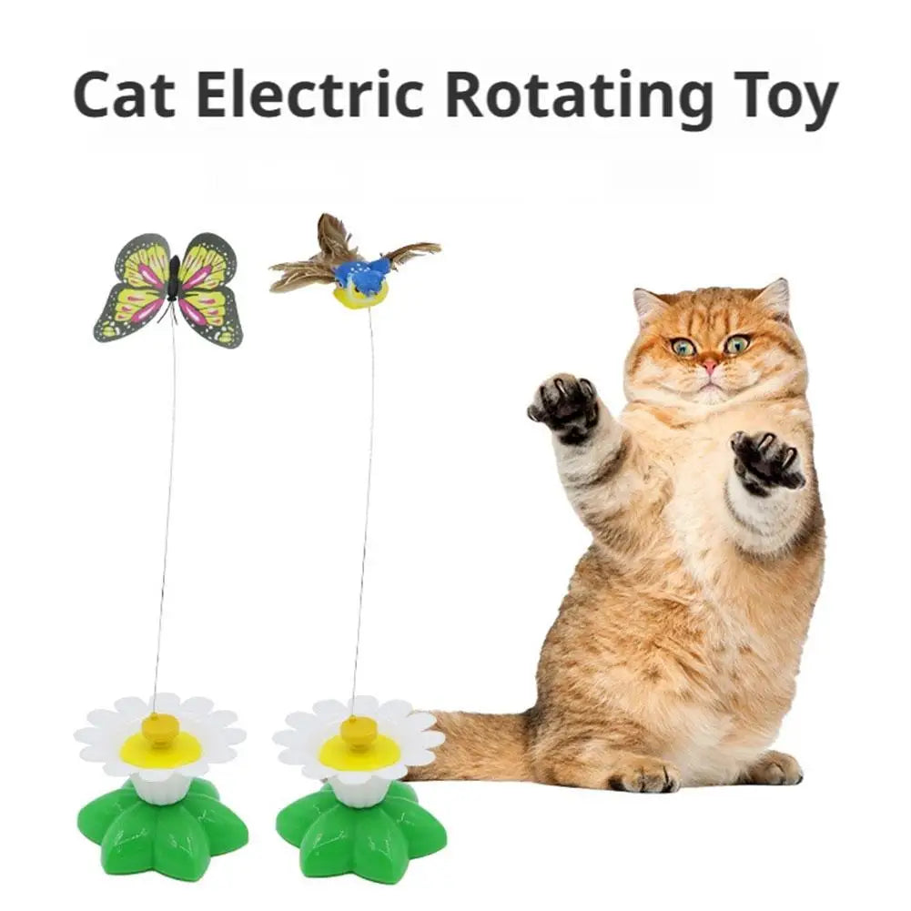 Electric Rotating Butterfly & Hummingbird Cat Teaser Wand — Automatic Flying Kitten Toy