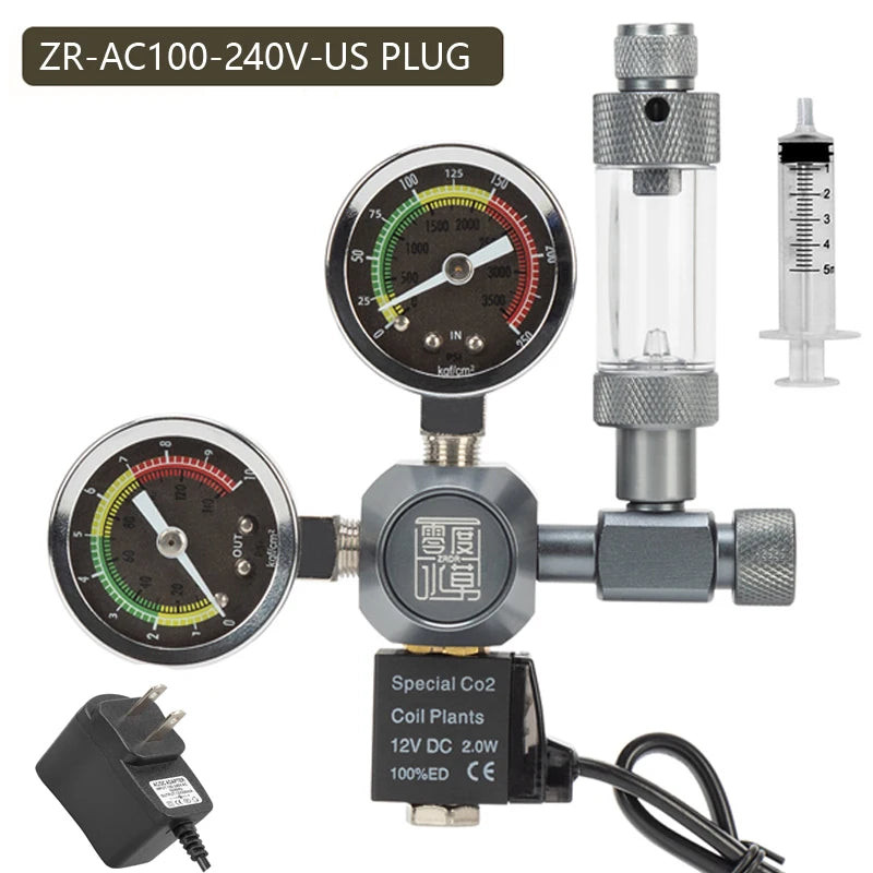 ZRDR Aquarium CO2 Regulator (Solenoid Valve, Bubble Counter, Planted Tank)
