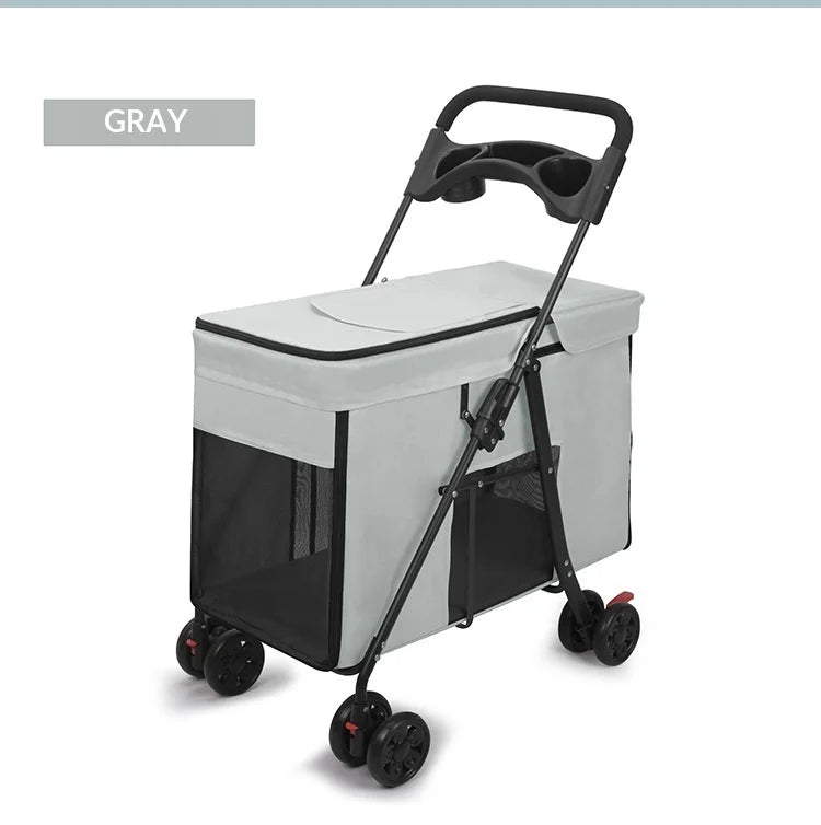 Large Dog Pet Stroller Foldable Multifunctional Outdoor All Terrain Portable Travel Carrier Dog Stroller Cat Stroller Dog Cart
