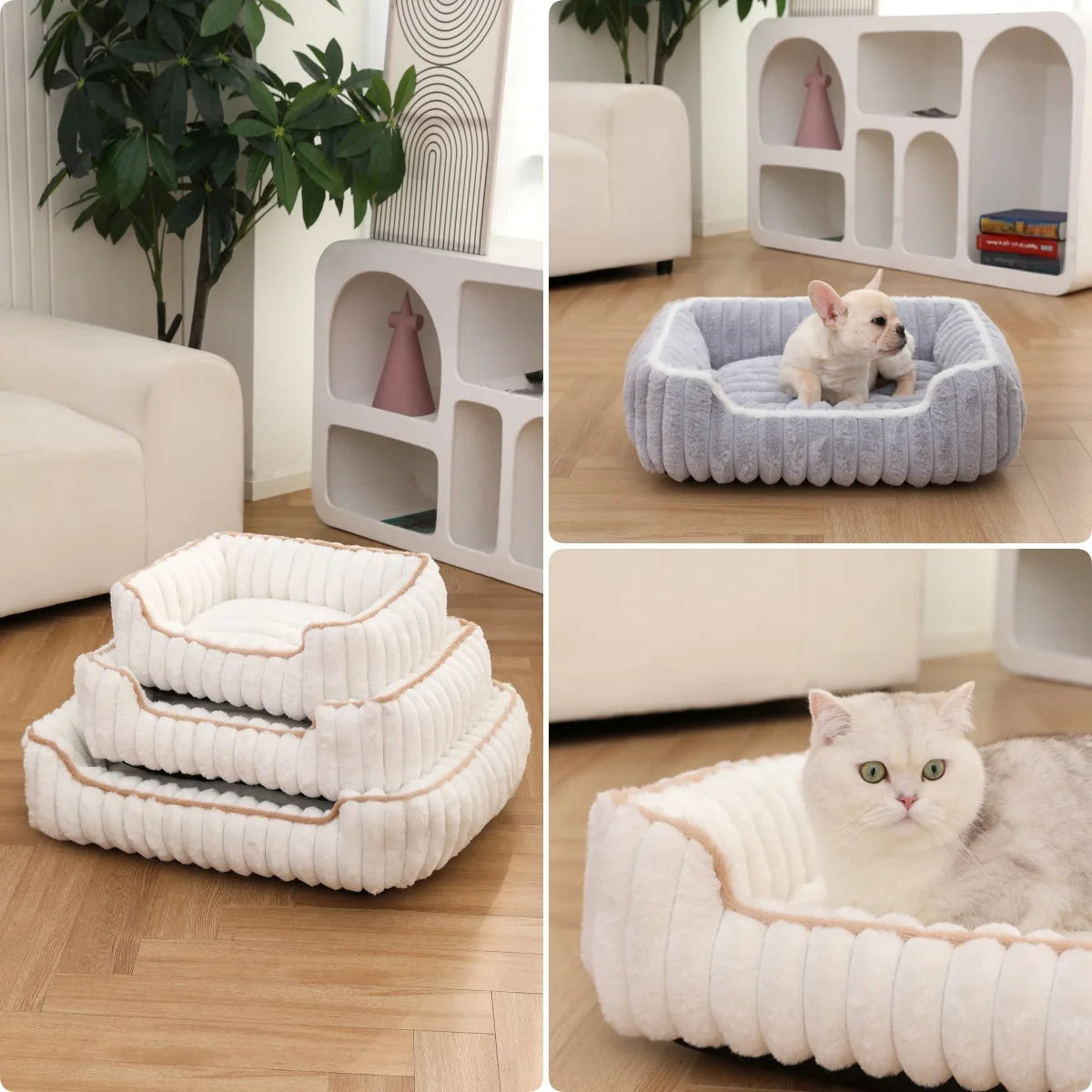 Plush Faux Fur Square Pet Bed (All-Season)