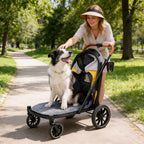 One-Click Folding Dog Stroller for Large Dogs Outdoor Pet Jogger Wagon Stroller Carrier with Storage Pockets 4 Wheels Pet Travel Stroller