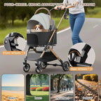 Pet 3-in-1 Portable Foldable Pet Strollers with Detachable Bag Small Medium Dogs Cats Up to 45 lbs Carts Basket Can Be Separated