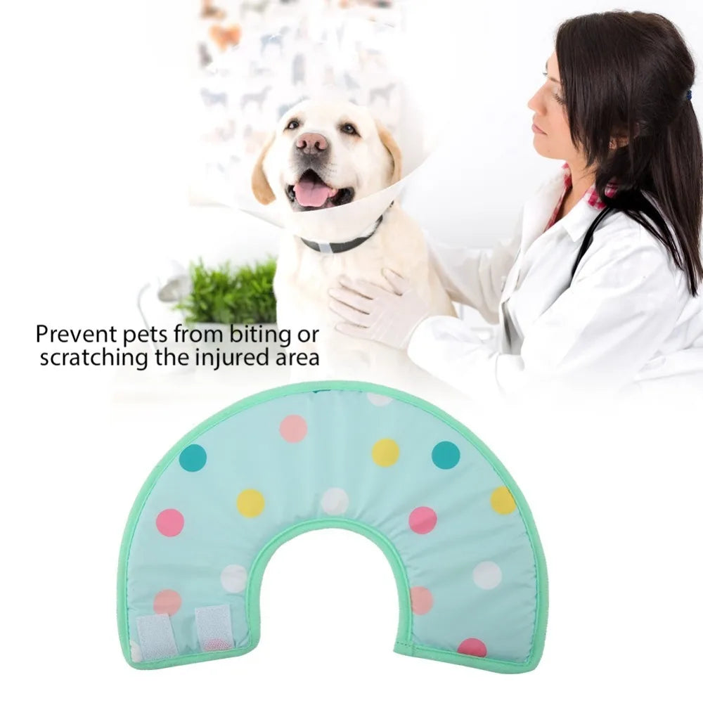 Sponge Padded Pet Recovery Ring Flexible Frame Light Weight Anti Lick Guard Polka Dot Skin Friendly Pet Recovery Wrap