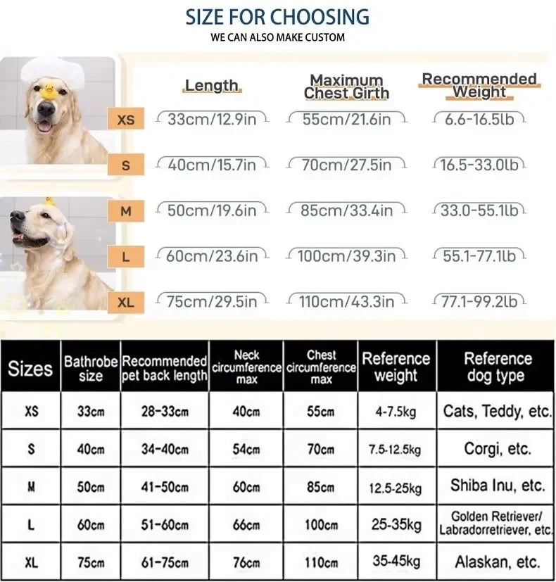 High Quality Pet Bathrobe Absorbent Quick Drying Dog Towel for Large & Small Dogs Cat Bathrobe Clean Pet Supplies Dog Clothes