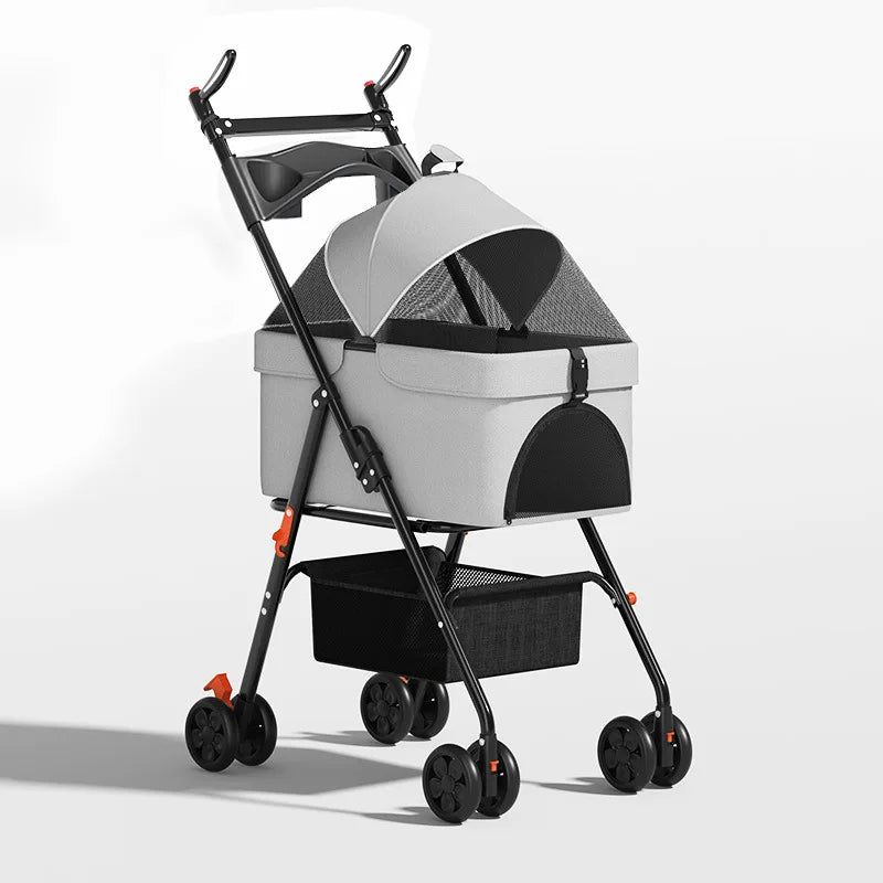 Pet Cart, Cat and Dog Cart, Small, Lightweight, Foldable Teddy, Outdoor Cart, Detachable for Going Out