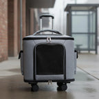 Rolling Pet Carrier Quiet Wheels Feline Carrier Suitcase Feline Travel Bag Large Capacity Portable for Outdoor