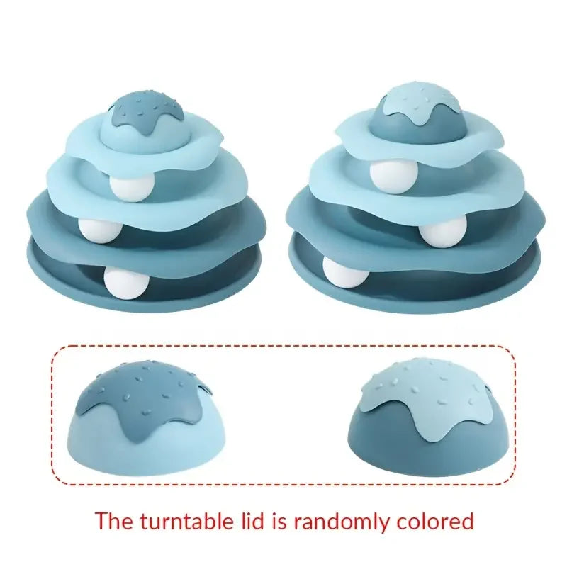 3-Layer Cat Turntable Tower Track Toy — Interactive Ball Chase & Spin
