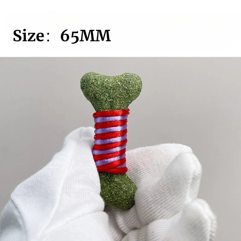 Catnip Bone-Shaped Rope Cat Grass Dental Toy — Lick, Chew & Clean