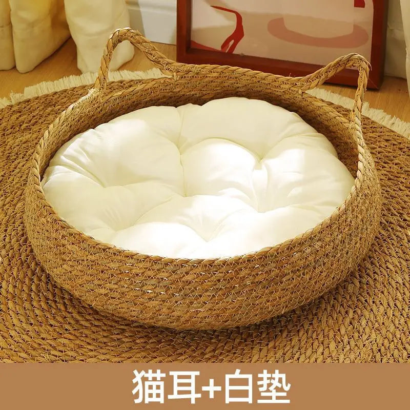 Woven Vine Cat Nest Bed, Cooling Design (All-Season)