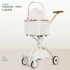 Lightweight White High View Pet Stroller One-click Foldable Cart for Small Medium Dogs Cats Outdoor Travel Pet Supplies Hot Sale