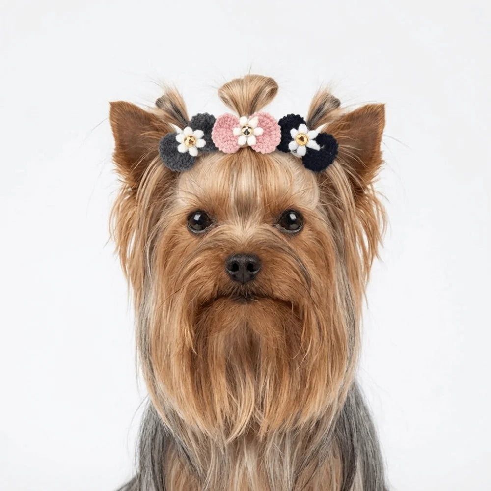 12Pcs Yarn Bow Pet Hair Bow Cute Style Elastic Band Dog Hair Tie Various Colors Soft Texture Pet Hair Accessory Pet Grooming