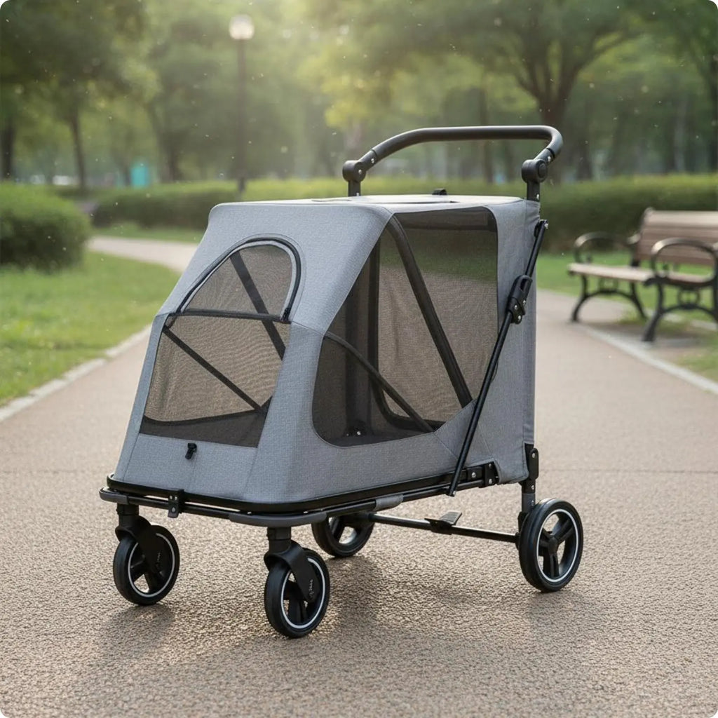 Foldable Dog Stroller Portable Foldable Pet Stroller Dog Wagon Large Size Rolling Carrier Breathable Mesh for Travel, Shopping