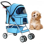 BestOffice Pet Stroller for Small Medium Dogs Cats, 4-Wheel Foldable Dog Stroller with Cup Holder, Lightweight Travel Carrier,
