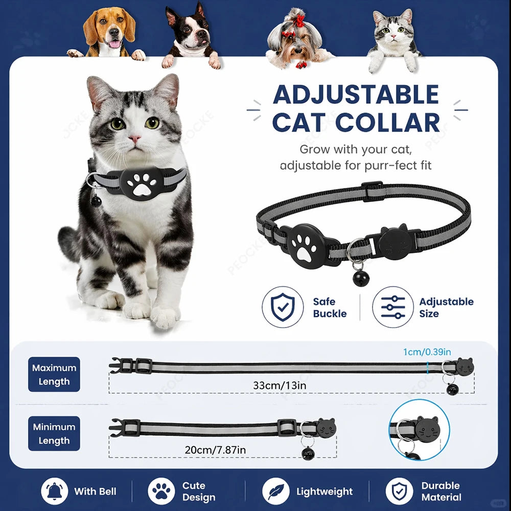 Lightweight Waterproof Smart Cat Tracking Collar - Google Find Hub Compatible Anti-Loss Bluetooth GPS Locator