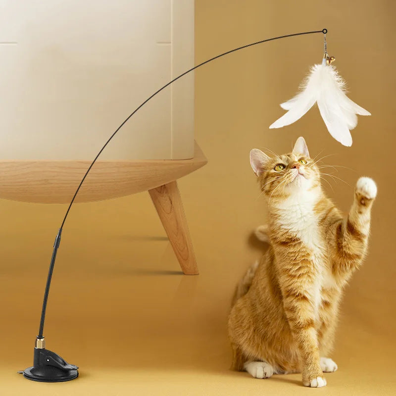 Suction Cup Feather & Bell Cat Teaser Wand