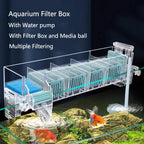 Wall-Mounted Waterfall Aquarium Filter Box (Silent, Built-In, Fish Tank Back Filter)