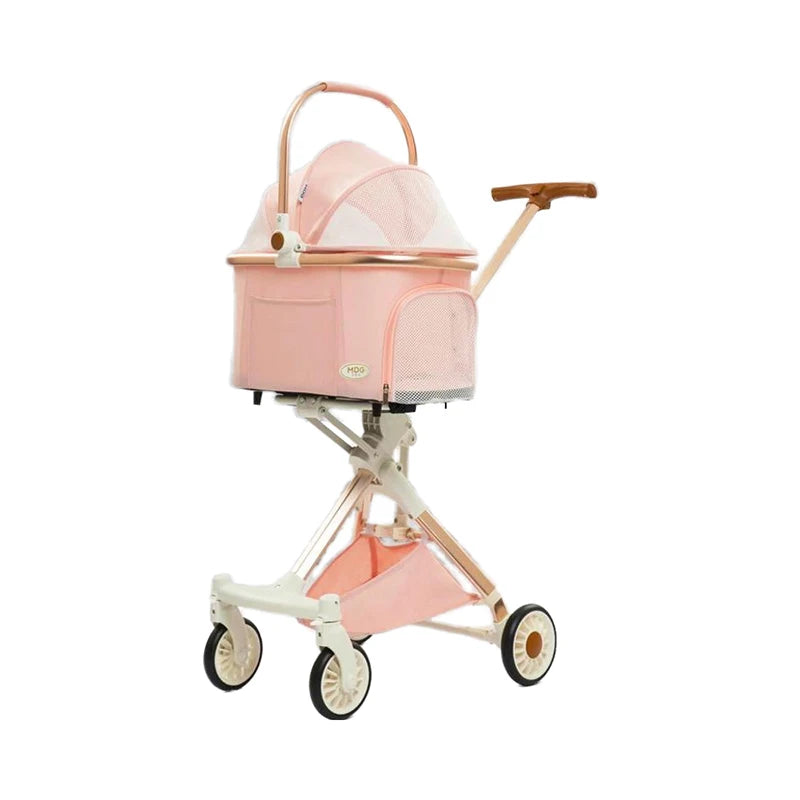 Pet Trolleys for Travelling 4 Wheels Foldable Dog Stroller Travel Bag Cat Cart Carrier Detachable Pet Puppy Stroller