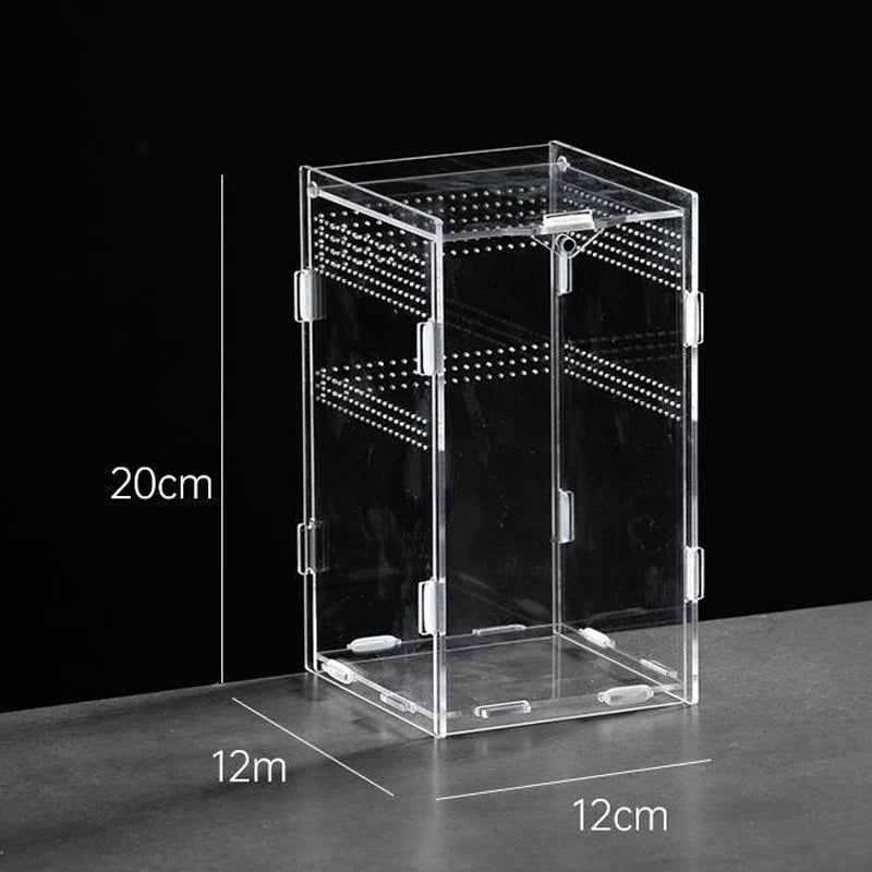 【E】Acrylic Transparent Reptile Breeding Box Terrarium Habitat Insect Spider Lizard Scorpion Feeding Cage Arboreal Enclosure Case