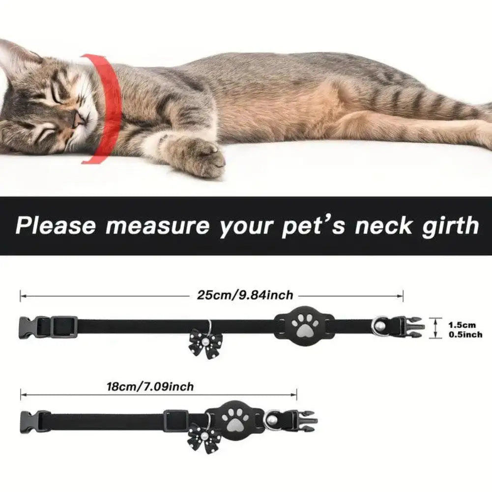 Reflective Pet Collar GPS Tracker Necklace with AirTag Holder - Waterproof Anti-Loss Locator for Dogs & Cats (iOS & Android)
