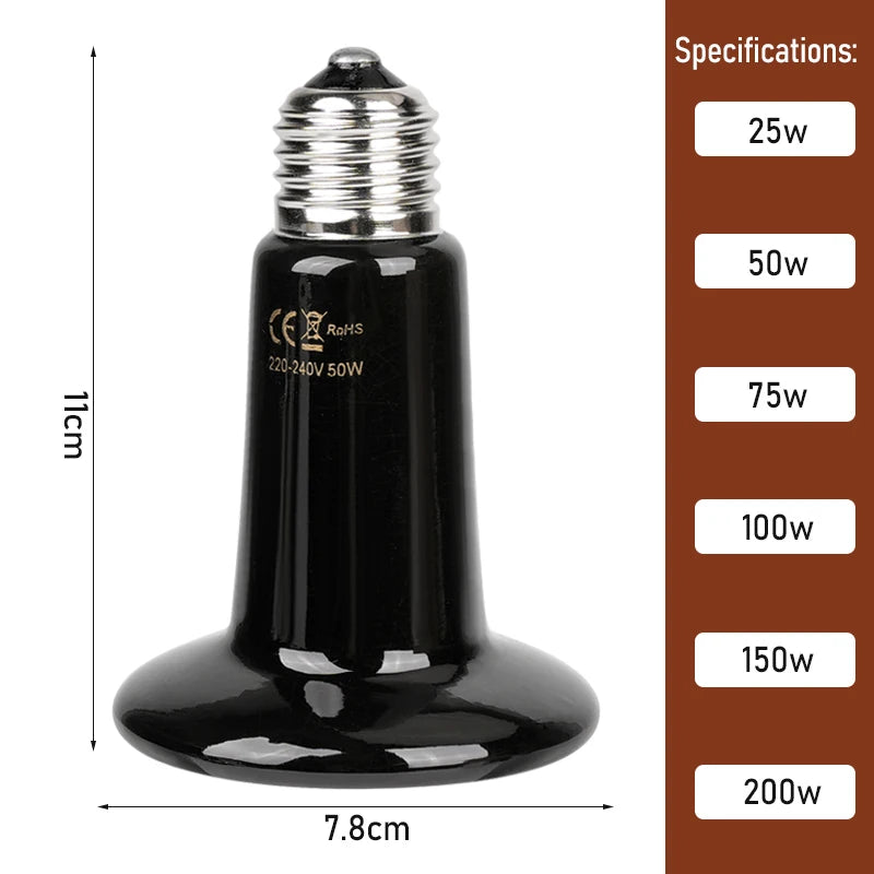 1Pcs 75mm/45mm Reptile Pet Ceramic Heating Lamp No Light Far Infrared Heater Bulb Turtle Snake Lizard Pet Chick Lamp 220-240v