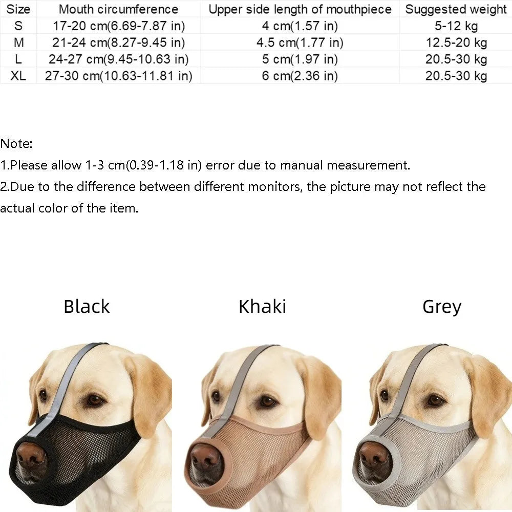 Safe Breathable Mesh Dog Muzzle Adjustable Strap PVC Puppy Mouth Cover Washable Dog Mouthpiece Outdoor Travel